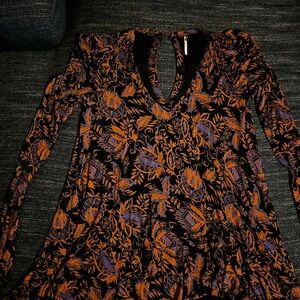 Free People Floral Babydoll Tunic Long Sleeve Dress